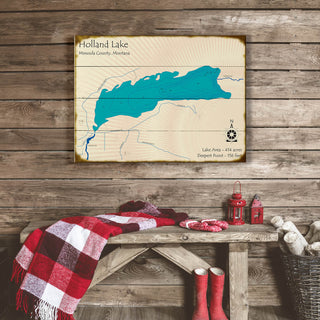 Holland Lake, Montana - Wood & Metal Wall Art Wood & Metal Wall Art Lake Art