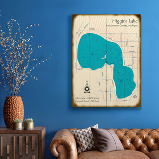 Higgins Lake, Michigan - Wood & Metal Wall Art Wood & Metal Wall Art Lake Art