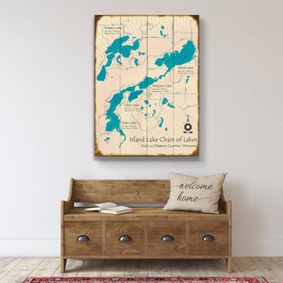 Island Lake Chain of Lakes, Wisconsin - Wood & Metal Wall Art Wood & Metal Wall Art Lake Art