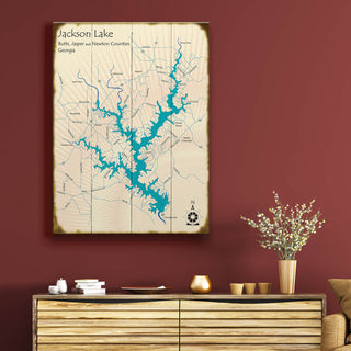 Jackson Lake, Georgia - Wood & Metal Wall Art Wood & Metal Wall Art Lake Art