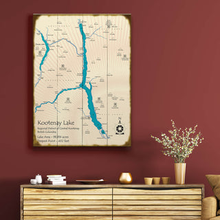 Kootenay Lake, British Columbia - Wood & Metal Wall Art Wood & Metal Wall Art Lake Art