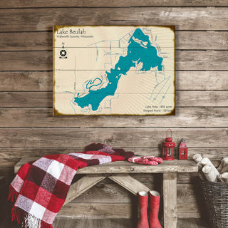 Lake Beulah, Wisconsin - Wood & Metal Wall Art Wood & Metal Wall Art Lake Art