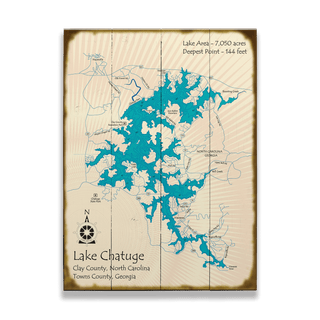 Lake Chatuge, North Carolina & Georgia - Wood & Metal Wall Art Wood & Metal Wall Art Lake Art Wood 9" x 12"