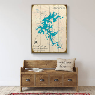 Lake Chatuge, North Carolina & Georgia - Wood & Metal Wall Art Wood & Metal Wall Art Lake Art