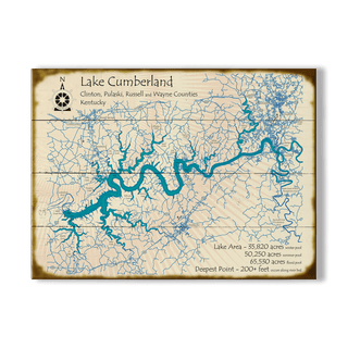 Lake Cumberland, Kentucky - Wood & Metal Wall Art Wood & Metal Wall Art Lake Art Wood 17" x 23"