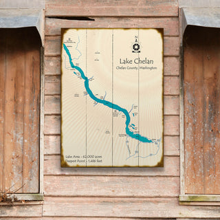 Lake Chelan, Washington - Wood & Metal Wall Art Wood & Metal Wall Art Lake Art