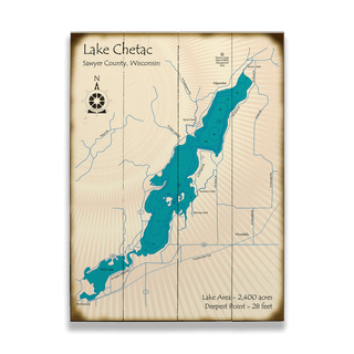 Lake Chetac, Wisconsin - Wood & Metal Wall Art Wood & Metal Wall Art Lake Art Wood 17" x 23"