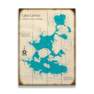 Lake LeAnn, Michigan - Wood & Metal Wall Art Wood & Metal Wall Art Lake Art Wood 17" x 23"