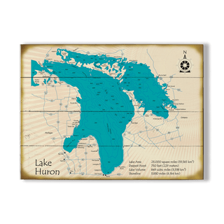 Lake Huron - Wood & Metal Wall Art Wood & Metal Wall Art Lake Art Wood 23" x 17"
