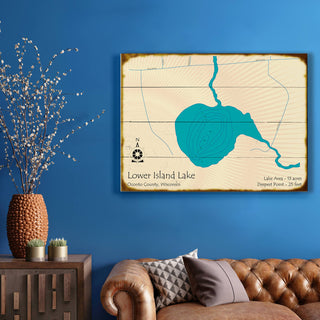 Lower Island Lake, Wisconsin - Wood & Metal Wall Art Wood & Metal Wall Art Lake Art