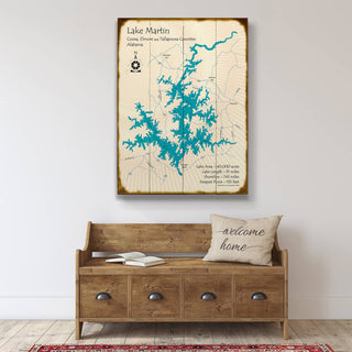 Lake Martin, Alabama - Wood & Metal Wall Art Wood & Metal Wall Art Lake Art
