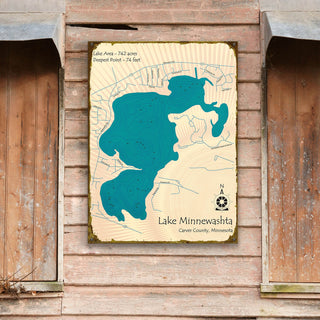 Lake Minnewashta, Minnesota - Wood & Metal Wall Art Wood & Metal Wall Art Lake Art
