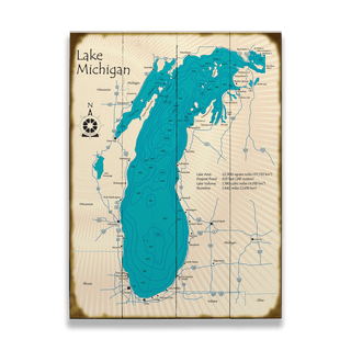 Lake Michigan - Wood & Metal Wall Art Wood & Metal Wall Art Lake Art Wood 17" x 23"