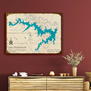 Lake Mackintosh, North Carolina - Wood & Metal Wall Art Wood & Metal Wall Art Lake Art