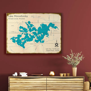 Lake Minnetonka, Minnesota - Wood & Metal Wall Art Wood & Metal Wall Art Lake Art
