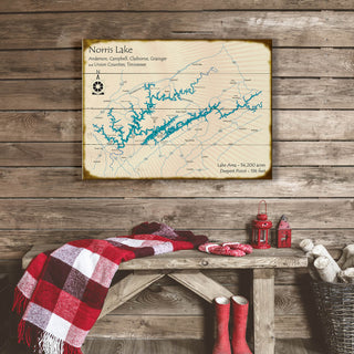 Norris Lake, Tennessee - Wood & Metal Wall Art Wood & Metal Wall Art Lake Art