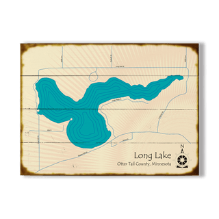 Long Lake, Otter Tail County MN - Wood & Metal Wall Art Wood & Metal Wall Art Lake Art Wood 23" x 17"