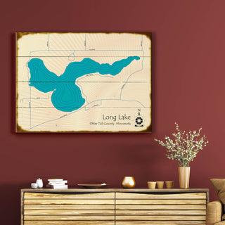 Long Lake, Otter Tail County MN - Wood & Metal Wall Art Wood & Metal Wall Art Lake Art