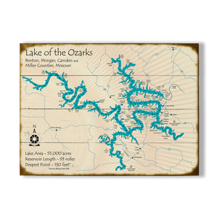 Lake of the Ozarks, Missouri - Wood & Metal Wall Art Wood & Metal Wall Art Lake Art Wood 23" x 17"