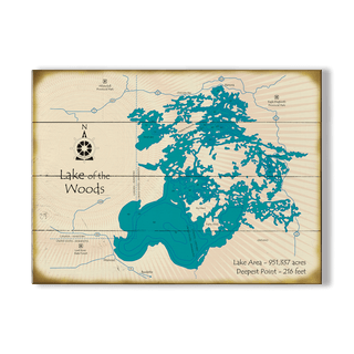 Lake of the Woods, Canada, MN - Wood & Metal Wall Art Wood & Metal Wall Art Lake Art Wood 23" x 17"