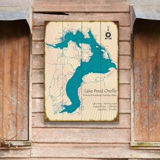 Lake Pend Oreille, Idaho - Wood & Metal Wall Art Wood & Metal Wall Art Lake Art