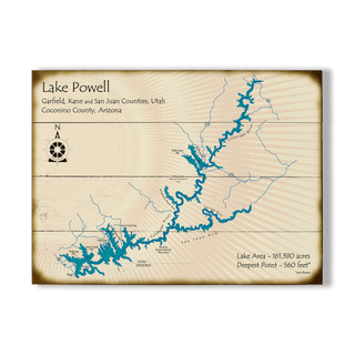 Lake Powell, Utah/Arizona - Wood & Metal Wall Art Wood & Metal Wall Art Lake Art Wood 23" x 17"