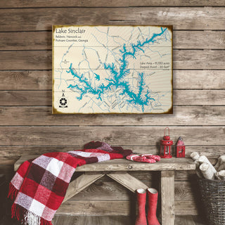 Lake Sinclair, Georgia - Wood & Metal Wall Art Wood & Metal Wall Art Lake Art