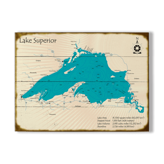 Lake Superior - Wood & Metal Wall Art Wood & Metal Wall Art Lake Art Wood 23" x 17"