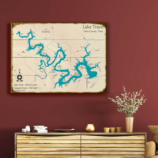 Lake Travis, Texas - Wood & Metal Wall Art Wood & Metal Wall Art Lake Art