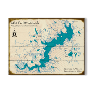 Lake Wallenpaupack, Pennsylvania - Wood & Metal Wall Art Wood & Metal Wall Art Lake Art Wood 23" x 17"