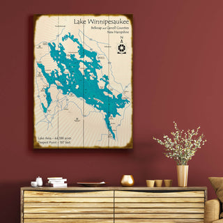 Lake Winnipesaukee, New Hampshire - Wood & Metal Wall Art Wood & Metal Wall Art Lake Art