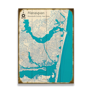 Manasquan, New Jersey - Wood & Metal Wall Art Wood & Metal Wall Art Lake Art Wood 17" x 23"