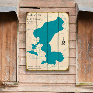 Middle Eau Claire Lake, Wisconsin - Wood & Metal Wall Art Wood & Metal Wall Art Lake Art