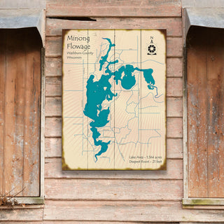 Minong Flowage, Wisconsin - Wood & Metal Wall Art Wood & Metal Wall Art Lake Art