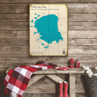 Mille Lacs Lake, Minnesota - Wood & Metal Wall Art Wood & Metal Wall Art Lake Art
