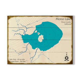 Mono Lake, California - Wood & Metal Wall Art Wood & Metal Wall Art Lake Art Wood 23" x 17"