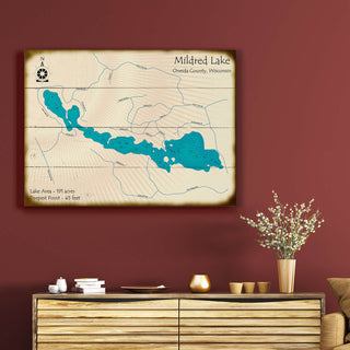 Mildred Lake, Wisconsin - Wood & Metal Wall Art Wood & Metal Wall Art Lake Art