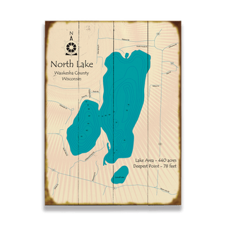 North Lake, Wisconsin - Wood & Metal Wall Art Wood & Metal Wall Art Lake Art Wood 17" x 23"