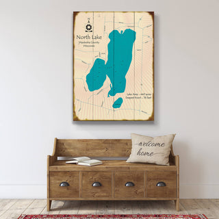 North Lake, Wisconsin - Wood & Metal Wall Art Wood & Metal Wall Art Lake Art