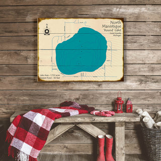 North Manistique Lake, Michigan - Wood & Metal Wall Art Wood & Metal Wall Art Lake Art