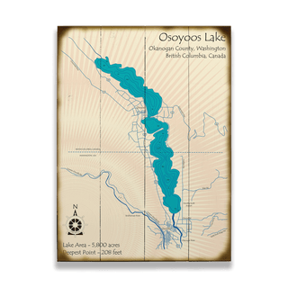 Osoyoos Lake, WA/BC - Wood & Metal Wall Art Wood & Metal Wall Art Lake Art Wood 17" x 23"