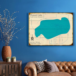 Pleasant Lake, Minnesota - Wood & Metal Wall Art Wood & Metal Wall Art Lake Art