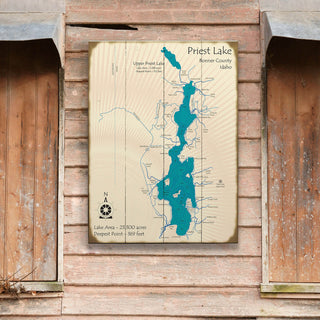 Priest Lake, Idaho - Wood & Metal Wall Art Wood & Metal Wall Art Lake Art