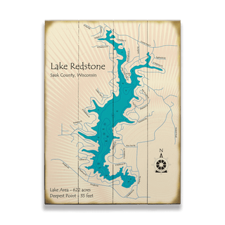 Lake Redstone, Wisconsin - Wood & Metal Wall Art Wood & Metal Wall Art Lake Art Wood 17" x 23"