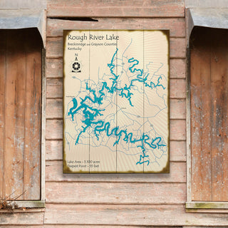 Rough River Lake, Kentucky - Wood & Metal Wall Art Wood & Metal Wall Art Lake Art