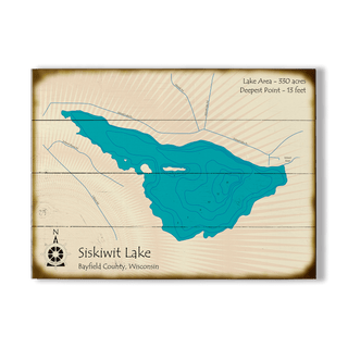 Siskiwit Lake, Wisconsin - Wood & Metal Wall Art Wood & Metal Wall Art Lake Art Wood 23" x 17"