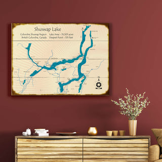 Shuswap Lake, British Columbia - Wood & Metal Wall Art Wood & Metal Wall Art Lake Art