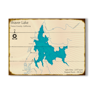 Shaver Lake, California - Wood & Metal Wall Art Wood & Metal Wall Art Lake Art Wood 23" x 17"