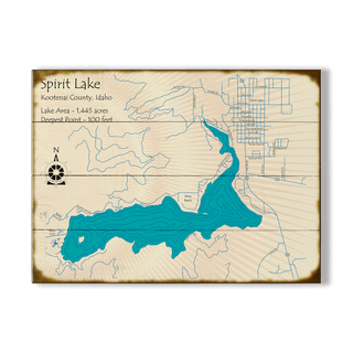 Spirit Lake, Idaho - Wood & Metal Wall Art Wood & Metal Wall Art Lake Art Wood 12" x 9"