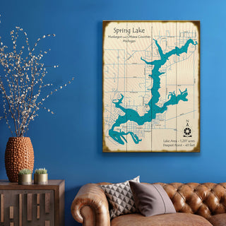 Spring Lake, Michigan - Wood & Metal Wall Art Wood & Metal Wall Art Lake Art